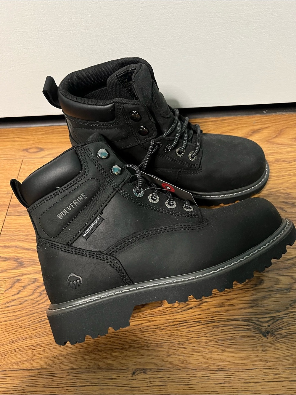 Wolverine Black Waterproof Lace-Up Work Boots Steel Toe